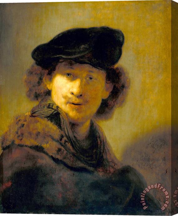 Rembrandt Harmensz van Rijn Self Portrait with Velvet Beret Stretched Canvas Painting / Canvas Art