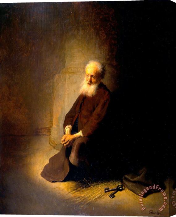 Rembrandt Harmensz van Rijn St. Peter in Prison (the Apostle Peter Kneeling) Stretched Canvas Painting / Canvas Art