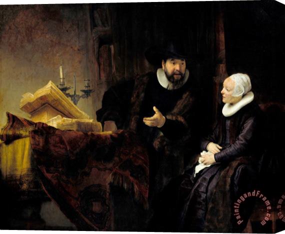 Rembrandt Harmensz van Rijn The Mennonite Preacher Anslo And His Wife Stretched Canvas Painting / Canvas Art