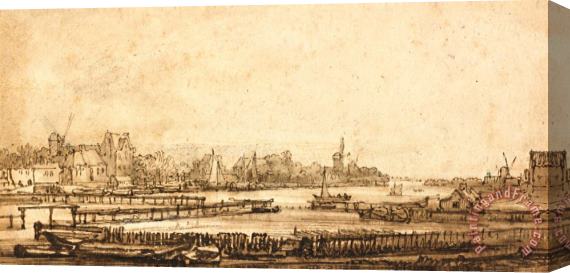 Rembrandt Harmensz van Rijn View Over The Amstel From The Rampart Stretched Canvas Painting / Canvas Art