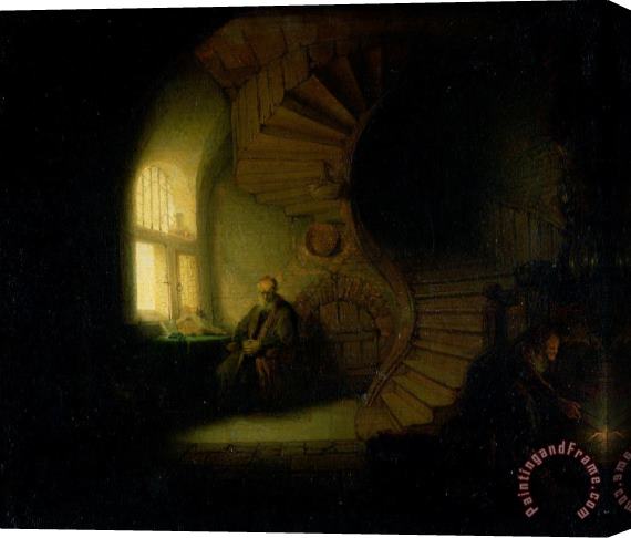 Rembrandt Philosopher in Meditation Stretched Canvas Painting / Canvas Art