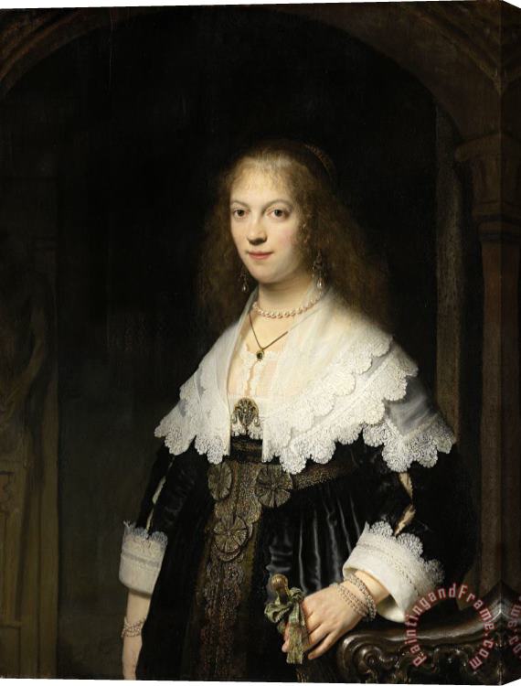 Rembrandt Portrait of Maria Trip (16191683) Stretched Canvas Painting / Canvas Art