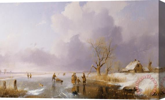 Remigius van Haanen Landscape With Frozen Canal Stretched Canvas Painting / Canvas Art