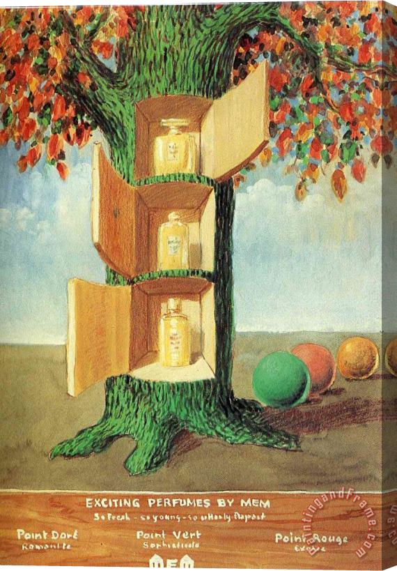 rene magritte Poster Exciting Perfumes by Mem 1946 Stretched Canvas Painting / Canvas Art