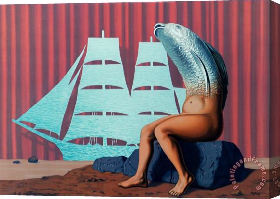 rene magritte Un Seduisant Navire D'eau De Mer, 1968 Stretched Canvas Print / Canvas Art