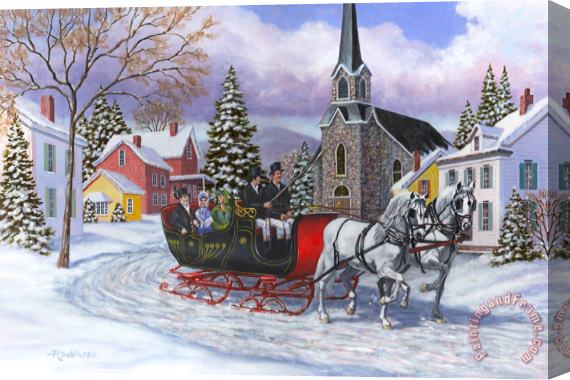 Richard De Wolfe Victorian Sleigh Ride Stretched Canvas Painting / Canvas Art