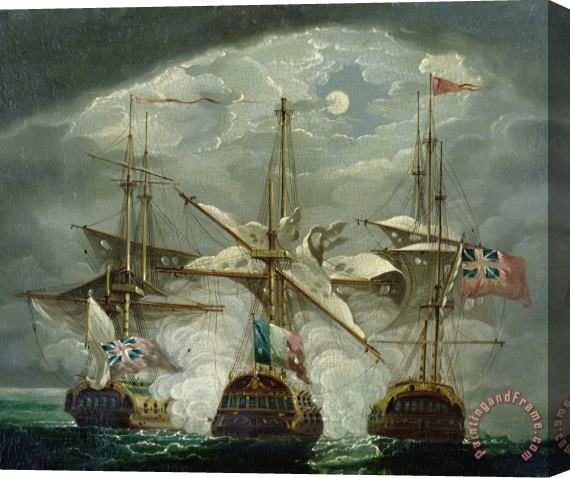Robert Cleveley A Moonlit Battle Scene Stretched Canvas Print / Canvas Art