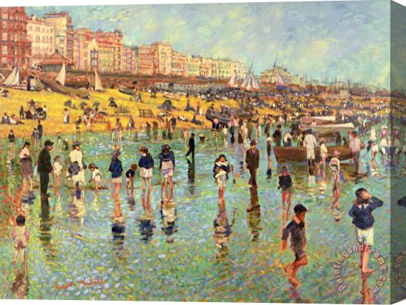Robert Tyndall Passing Time on Brighton Beach Stretched Canvas Print / Canvas Art
