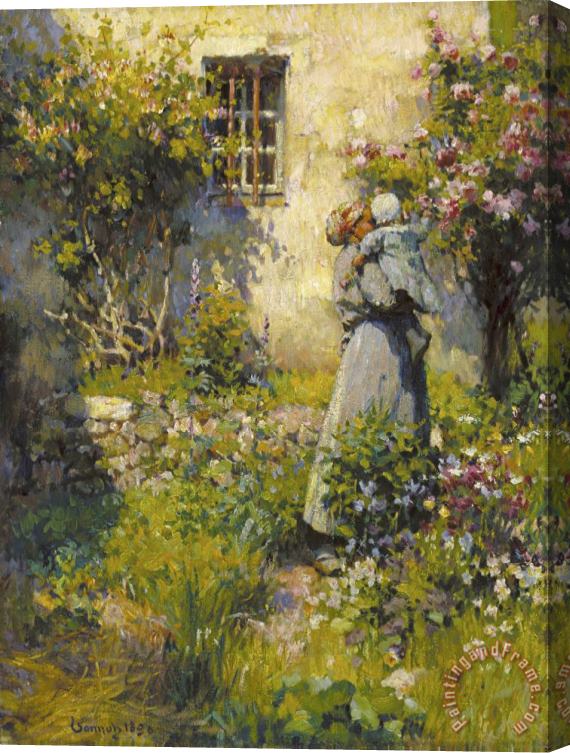 Robert William Vonnoh Jardin De Paysanne (peasant Garden) Stretched Canvas Painting / Canvas Art