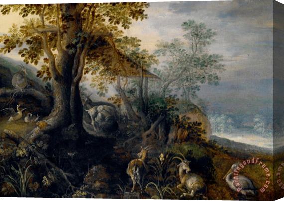 Roelant Savery Landscape with Animals Stretched Canvas Print / Canvas Art