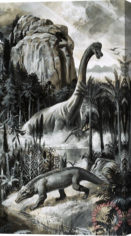 Roger Payne Dinosaurs Stretched Canvas Painting / Canvas Art