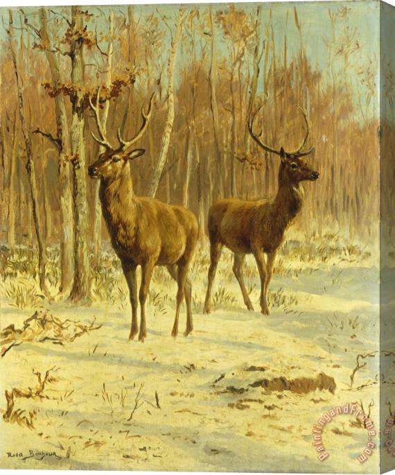 Rosa Bonheur Two Stags In A Clearing In Winter Stretched Canvas Painting / Canvas Art