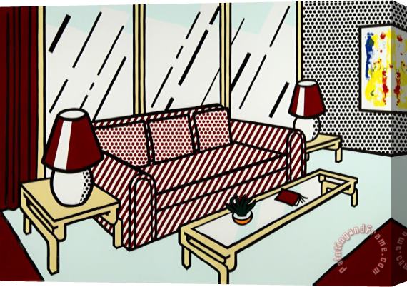 Roy Lichtenstein Red Lamps, 1990 Stretched Canvas Painting / Canvas Art