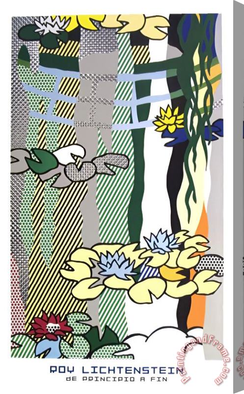 Roy Lichtenstein Water Lilies with Japanese Bridge Stretched Canvas Painting / Canvas Art