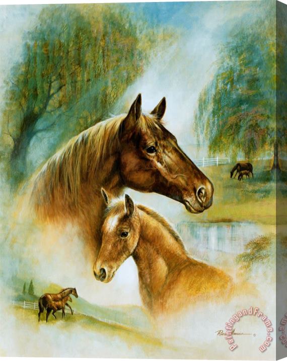 Ruane Manning Brown Mare And Fowl Stretched Canvas Painting / Canvas Art