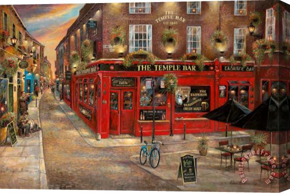 Ruane Manning Temple Bar Stretched Canvas Print / Canvas Art