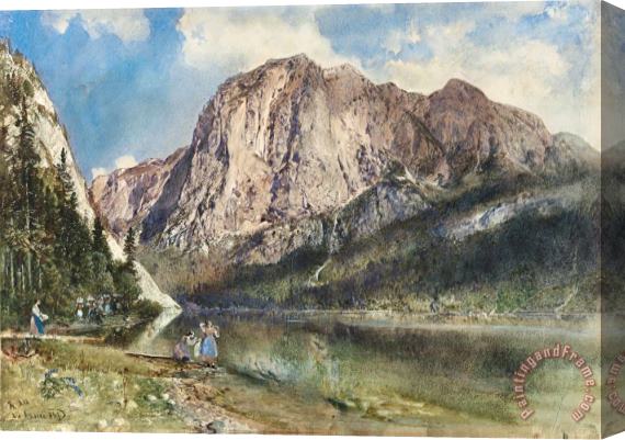 Rudolf von Alt Altaussee Lake And Face of Mount Trissel Stretched Canvas Print / Canvas Art