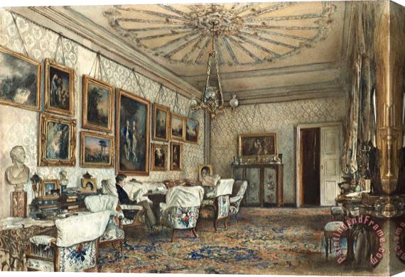 Rudolf von Alt Salon in The Apartment of Count Lanckoronski in Vienna Stretched Canvas Painting / Canvas Art