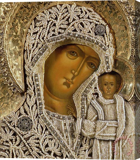 Russian School Detail Of An Icon Showing The Virgin Of Kazan By Yegor Petrov Stretched Canvas Painting / Canvas Art