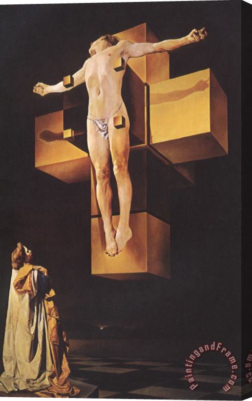 Salvador Dali Crucifixion Corpus Hypercubicus 1954 Stretched Canvas Painting / Canvas Art