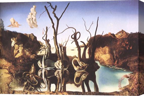 Salvador Dali Cygnes Refletant Des Elephants Stretched Canvas Painting / Canvas Art