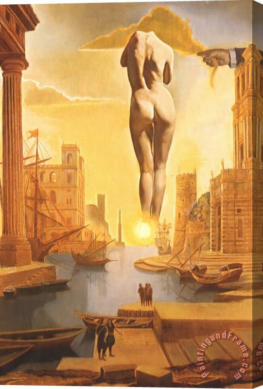 Salvador Dali Dali S Hand Drawing Back The Golden Fleece in The Form of a Cloud to Show Gala Completely Nude Stretched Canvas Print / Canvas Art