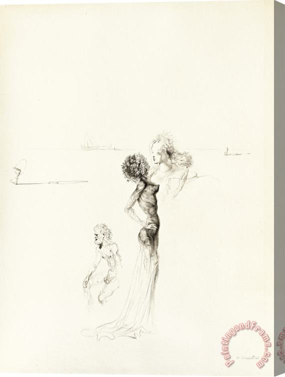 Salvador Dali Femme a La Tete De Rose, Buste De Femme Et Vieillard Nu, 1937 Stretched Canvas Painting / Canvas Art