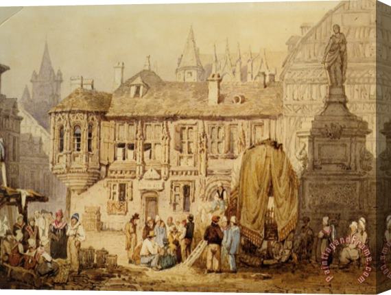 Samuel Prout A View of La Place De La Pucelle Rouen Stretched Canvas Print / Canvas Art