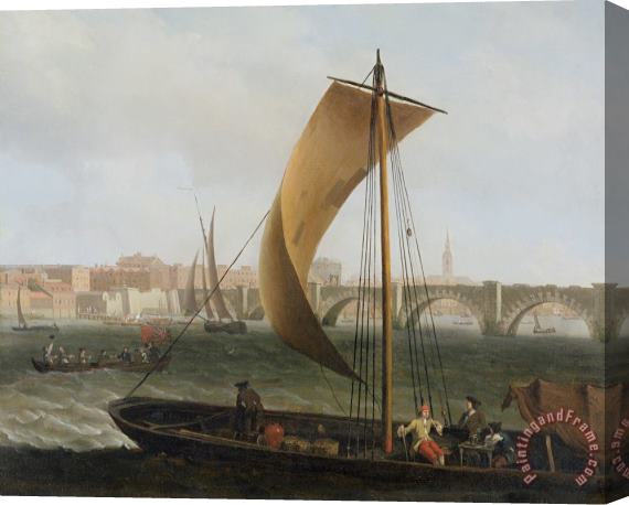Samuel Scott View on the Thames with Westminster Bridge Stretched Canvas Painting / Canvas Art
