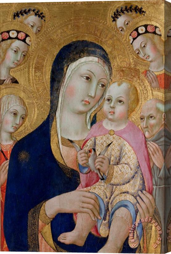Sano di Pietro Madonna with Child, Saints Apollonia And Bernardino And Four Angels Stretched Canvas Painting / Canvas Art