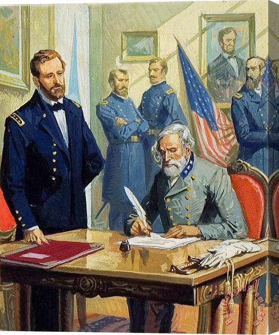 Severino Baraldi General Ulysses Grant accepting the surrender of General Lee at Appomattox Stretched Canvas Print / Canvas Art
