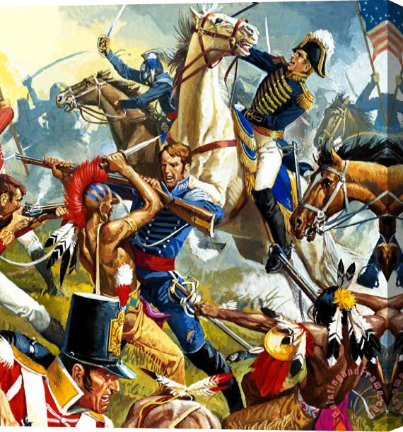 Severino Baraldi Native American Indians vs American Soldiers Stretched Canvas Painting / Canvas Art