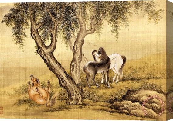 Shen Nanpin Album of Birds And Animals (horses) Stretched Canvas Painting / Canvas Art
