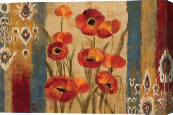 Silvia Vassileva Ikat Floral Tapestry Stretched Canvas Painting / Canvas Art