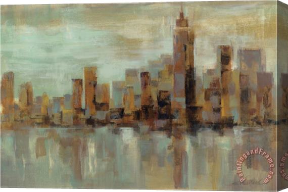 Silvia Vassileva Misty Day in Manhattan Stretched Canvas Painting / Canvas Art