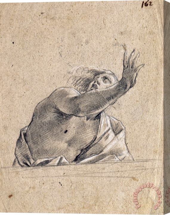 Simon Vouet Man with Raised Arm Behind a Parapet Stretched Canvas Painting / Canvas Art