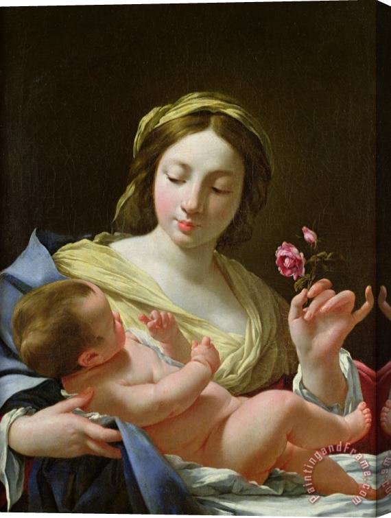 Simon Vouet The Virgin and Child with a Rose Stretched Canvas Painting / Canvas Art