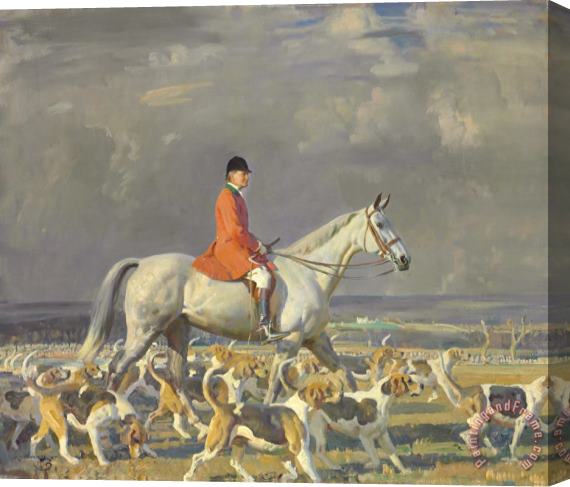 Sir Alfred James Munnings F.h. Prince And The Pau Foxhounds Stretched Canvas Print / Canvas Art