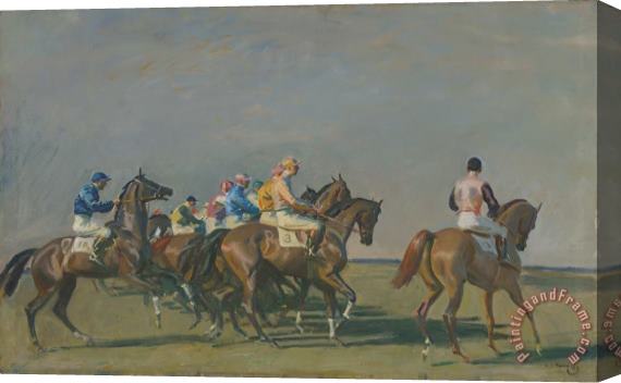 Sir Alfred James Munnings Silks And Satins of The Turf, Under Starter's Orders Stretched Canvas Print / Canvas Art