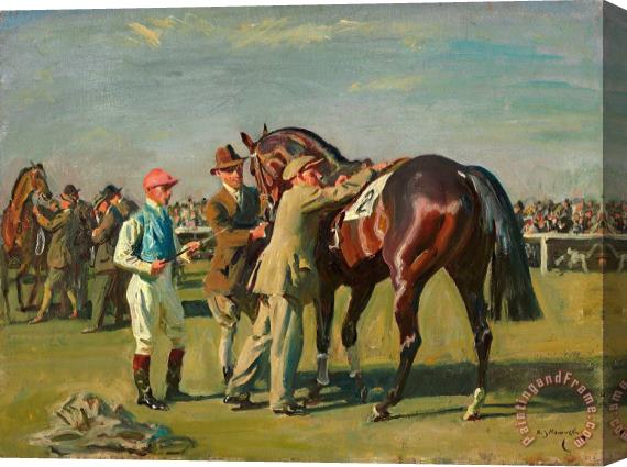 Sir Alfred James Munnings Study for 'the Saddling Paddock at Epsom' Stretched Canvas Painting / Canvas Art