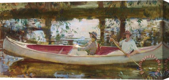 Sir Alfred James Munnings The White Canoe Stretched Canvas Painting / Canvas Art