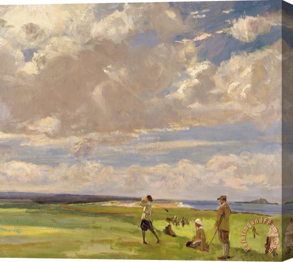 Sir John Lavery Lady Astor Playing Golf At North Berwick Stretched Canvas Painting / Canvas Art