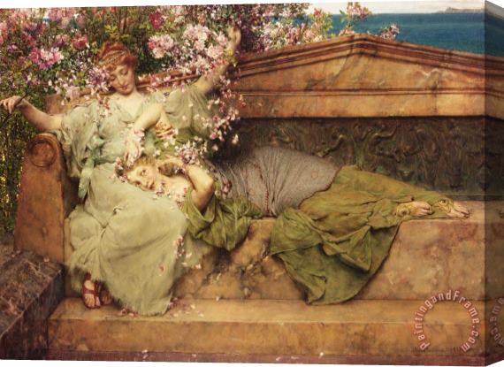 Sir Lawrence Alma-Tadema In a Rose Garden Stretched Canvas Painting / Canvas Art