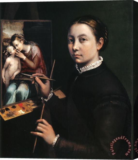 Sofonisba Anguissola Self Portrait at The Easel Painting a Devotional Panel Stretched Canvas Print / Canvas Art