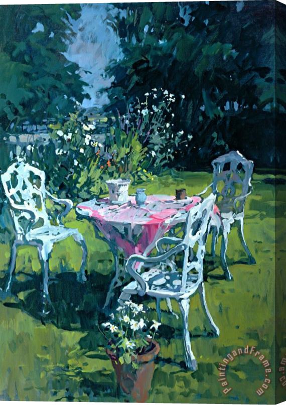 Susan Ryder White Chairs At Belchester Stretched Canvas Painting / Canvas Art