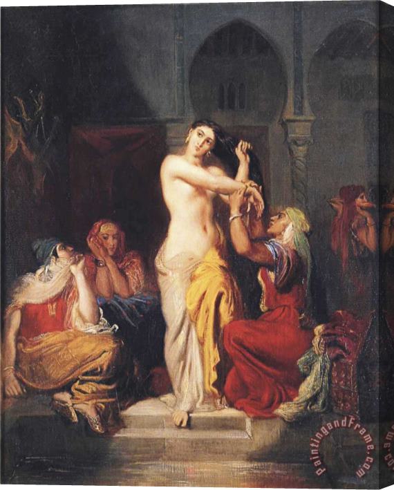 Theodore Chasseriau Moorish Woman Leaving The Bath in The Seraglio Stretched Canvas Painting / Canvas Art