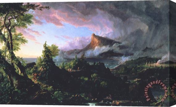 Thomas Cole The Course of Empire - The Savage State Stretched Canvas Painting / Canvas Art