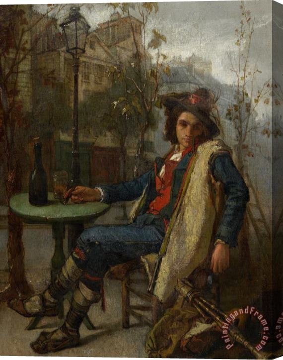 Thomas Couture Young Italian Street Musician Stretched Canvas Print / Canvas Art