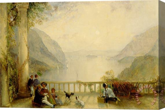 Thomas Creswick Figures on a Balcony, Probably at Westpoint Stretched Canvas Painting / Canvas Art