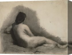 Drawing Canvas Prints - Nude Woman Drawing by Thomas Eakins